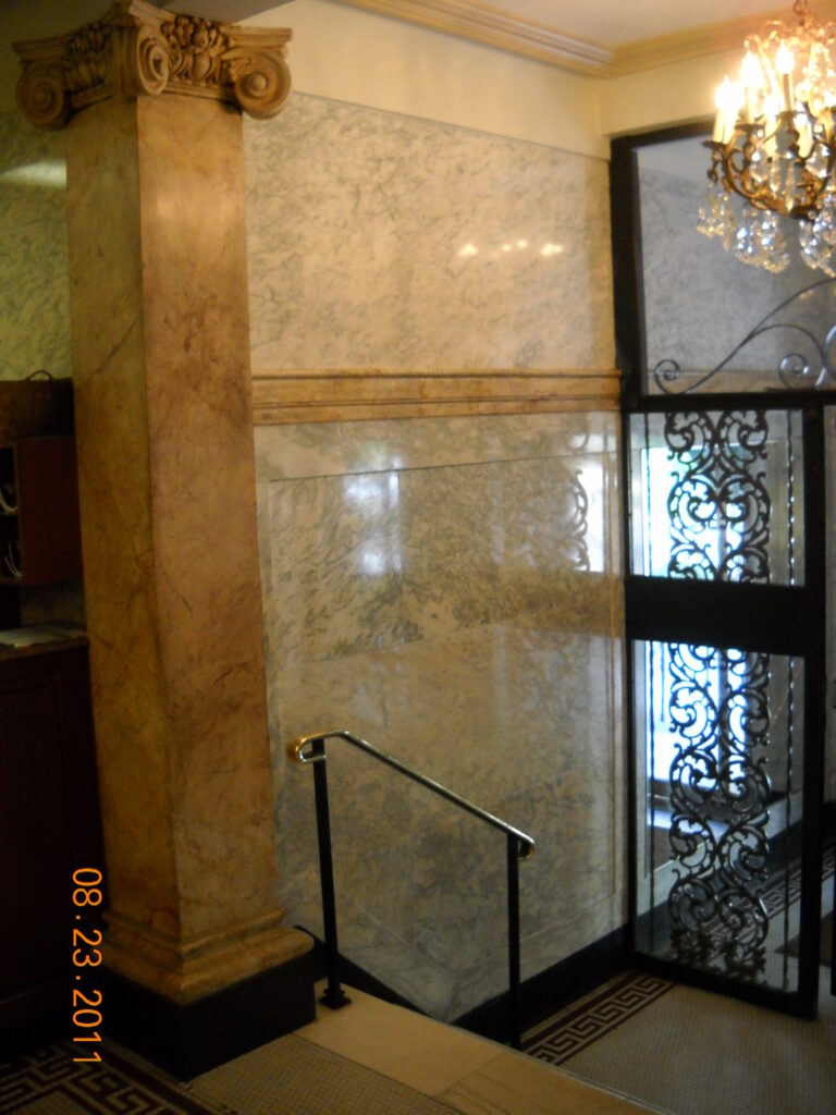 ornamental plaster and marble in lobby
